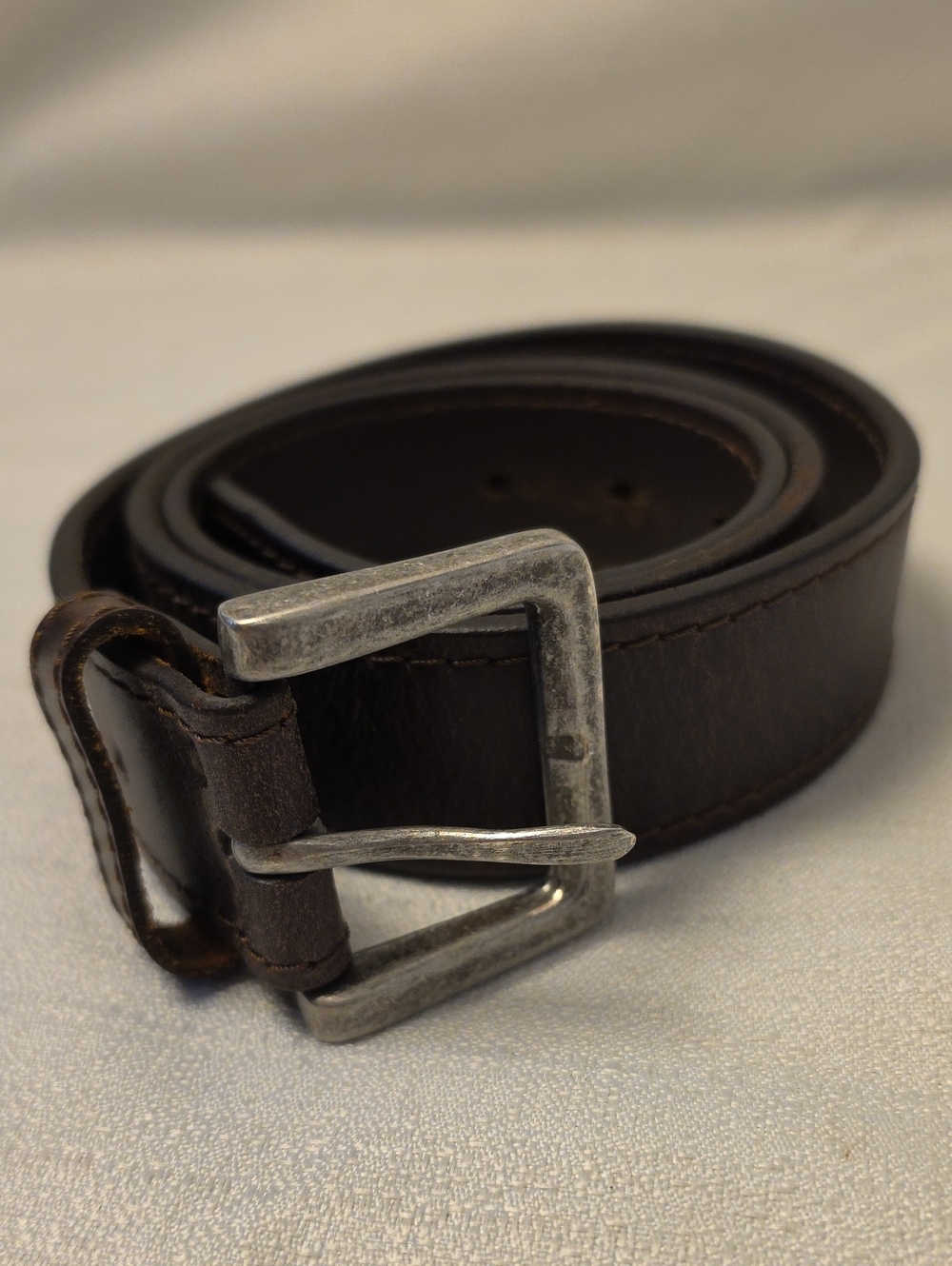 Wrangler Dark Brown Leather Belt with Silver Tone Buckle